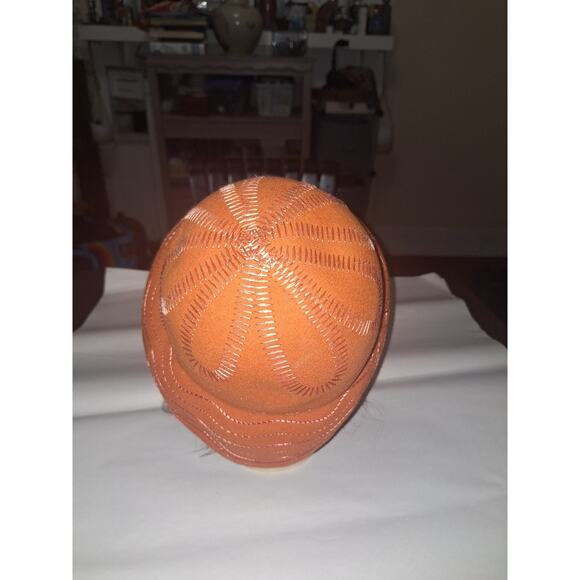 Vintage Union Made 60s 70s Fall Orange Floral Stitched Wool Bucket Style Hat - Picture 3 of 4